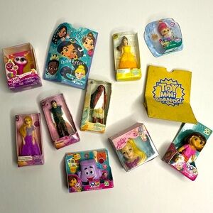 Lot of 11 Mini Princess & Character Toys - Disney, Dora, and More Collectibles